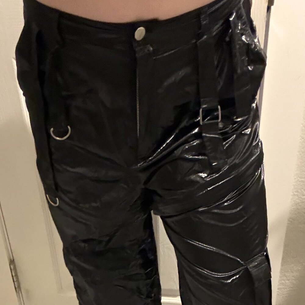 Dolls kill - poster girl "Tissue for your issue" baggy PVC pants/zip off legs